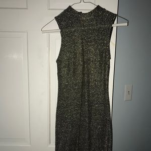Topshop chain link gold dress with high neck